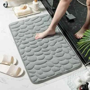 Badteppich Anthrazit Grau Fleece 40x60CM Reliefstein - Bild 1 von 3