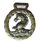 Vintage Horse Brass Harness Horse Head Mane Wreath Medallion Bridle Ornament