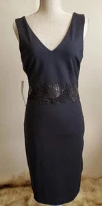 NEW Bebe Black Evening Dress Sz M Floral waist pencil skirt Cocktail Dress -Read - Picture 1 of 10