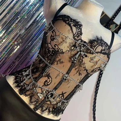 Años 90 Y2K TOPS Cruz Gótico Tanque Grunge Hágalo Usted Mismo Adolescentes E-Girls Harajuku De Colección Emo Foto 1 de 4