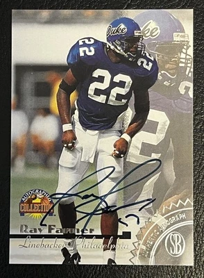 1996 Score Board Ray Farmer Rookie RC Auto Philadelphia Eagles Duke Blue Devils - Image 1 of 2