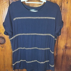 T-shirt donna RALPH LAUREN XL a righe con perline dorate vintage - Foto 1 di 11