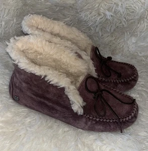 UGG Alena Lammfell Wildleder Lammfell gefüttert Mokassin Hausschuhe - Damengröße 7 - Bild 1 von 7