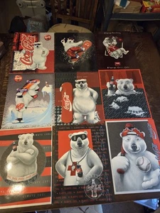 Lot of 9 VTG Coca Cola Polar Bear Folders 90s School Supplies - Picture 1 of 6