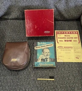 VTG 1940’S SUNBEAM SHAVEMASTER ORIGINAL CASE BOX PAPERWORK LEATHER CASE No Razor - Picture 1 of 7