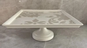 Martha Stewart Lissabon grau Abendessen 9,75" quadratischer Standfuß Servieren Kuchen Ständer SELTEN - Bild 1 von 17