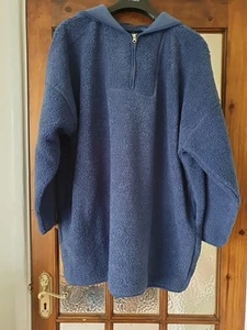 NEW M&S Blue Brushed Back Borg Oversized Hoodie Size M - Picture 1 of 8