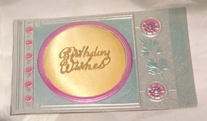 Antique 1920s Puffy Padded Vtg Postcard "Birthday Wishes" Art Deco Embossed Gilt - Picture 1 of 3