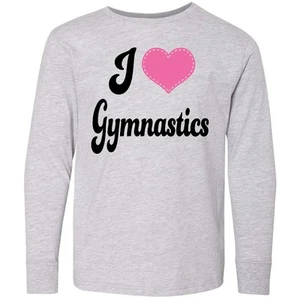 Inktastic I Love Gymnastics Youth Long Sleeve T-Shirt Coach Gymnast Future Tee - Picture 1 of 2