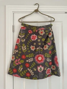 Boden grey 70s flower Cotton lined a line skirt Size 14R - Picture 1 of 5