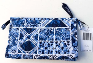 Estuche de cosméticos Vera Bradley trapecio en azul azulejo isla. Nuevo con etiquetas - Imagen 1 de 3
