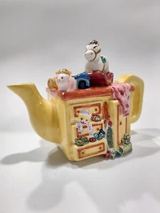 Teiera vintage credenza ceramica completa di giocattoli cavallo orso pagliaccio regalo natale un - Foto 1 di 8