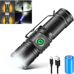 Super Bright LED Mini Flashlights Tactical Torch Zoomable Light w/ Portable Clip - Picture 1 of 14