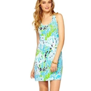 Vestido Lilly Pulitzer Cordon Racerback en Lets Cha Cha azul verde talla pequeña - Imagen 1 de 7