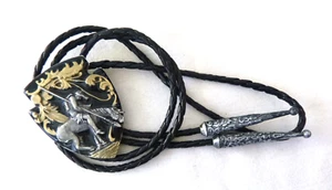 Vtg Siskiyou Bolo Tie End of the Trail Slide Silver Gold Native American Indian - Picture 1 of 3