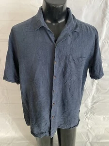 Havana Jacks Cafe Shirt Men's LARGE Blue Short Sleeve Hawaiian Shirt 100% Silk - Picture 1 of 6