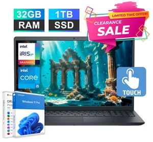 2025 Dell Laptop Inspiron 15.6 Touch Intel i5-1235U 32GB RAM 1TB SSD Win 11 PRO - Picture 1 of 9