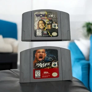 Lot WCW Mayhem & WCW Vs. NWO World Tour (Nintendo 64, 1998) Cartridges Only - Picture 1 of 13
