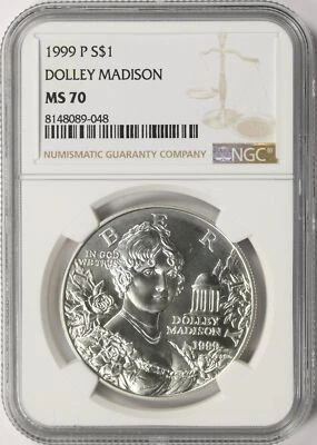 1999-P Dolley Madison  Silver Dollar $1 NGC MS70 - Image 1 of 4