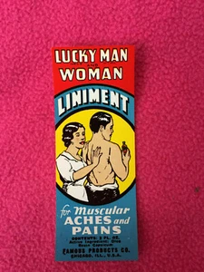 vintage ORIGINAL muscular pain LABEL african american LUCKY MAN WOMAN liniment - Picture 1 of 6