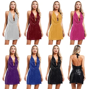 Womens Partydress Glitter Dresses Sequins Minidress Slim Fit Clubwear Evening - Picture 1 of 82