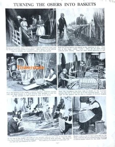 1932 Weidenkorb in Körbe verwandeln B/W Druck Weidenarbeiter Vintage Handwerk Schule - Bild 1 von 3