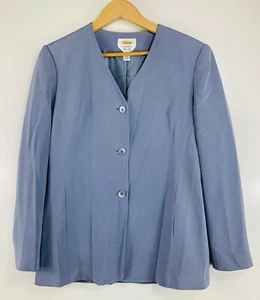 Giacca blazer Talbots PURE SILK taglia 6 tinta unita blu foderato manica lunga con bottoni - Foto 1 di 5