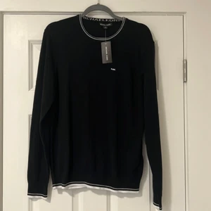 NWT Michael Kors Black Cotton Crewneck MK Logo Sweater - M - Picture 1 of 8