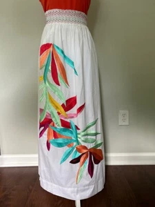 Neu mit Etikett Marie Oliver weiß gesmokter bestickter Maxirock/XS EINZELHANDEL $ 348 - Bild 1 von 8