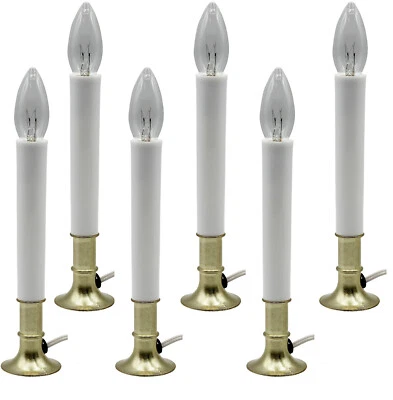 Electric Window Candle Lamp with Brass Plated Base, Dusk to Dawn Sensor | 6 Pack - Image 1 of 4
