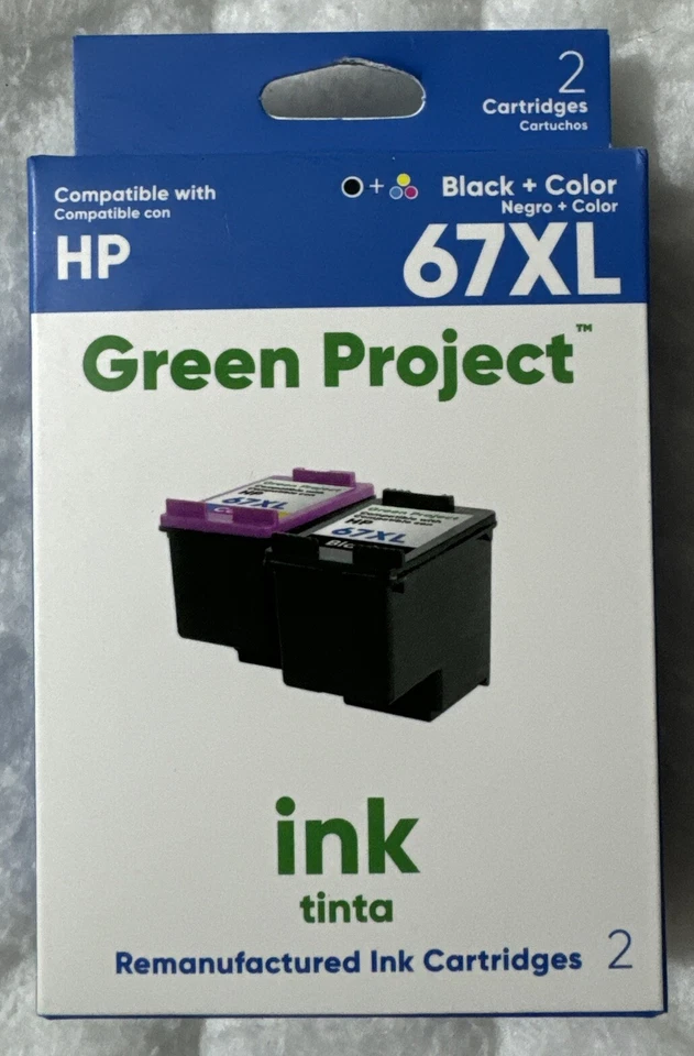 Green Project For HP 67XL Black & Tricolor Ink Set 3YP31BN 3YM57AN 3YM58AN - Image 1 of 4