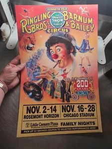 Vintage 1980s 1990s Little Caesars Ringling Bros And Barnum Bailey Circus Poster - Picture 1 of 4