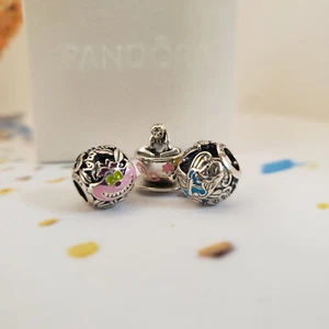 Set of 3 New Authentic Pandora Alice in Wonderland Teacup Cheshire Cat - Picture 1 of 4