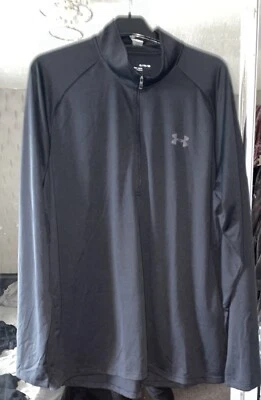 Тренировочный топ Under Armour мужской Tech 2.0 черный на молнии с длинным рукавом для тренажерного зала - Изображение 1 из 4