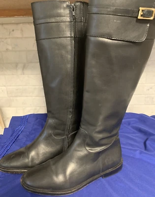 Botas de cuero estilo equitación Banana Republic hasta la rodilla talla 6M negras tacón bajo Foto 1 de 4