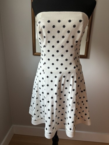 OFF WHITE Abito Twenty Cluny Off bianco a pois senza spalline paillettes festa capodanno taglia 6