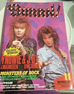 1987 BURRN! ROCK  Japan Magazine YNGWIE Bon jovi GUNS N' ROSES Metallica vintage - Picture 1 of 6