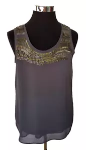Blusa Pullover Coldwater Creek Para Mujer Talla M 10-12 Cuentas Gris Oscuro Sin Mangas - Imagen 1 de 19