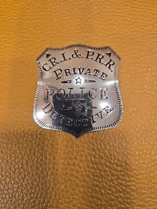 STERLING FRANKLIN MINT "C.R.I.&.P.R.R. PRIVATE DETECTIVE" REPLICA  BADGE  - Picture 1 of 4