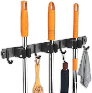 Wischmopp und Besenhalter Wandhalterung, verbesserter Besen Organizer Wandhalterung, Edelstahl - Bild 1 von 12
