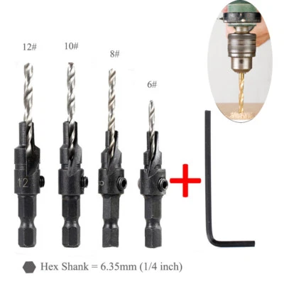 4stk HSS Versenker Bohrer Set Schnellwechsel - Sechskant Schaft Rand Schraube  - Bild 1 von 4