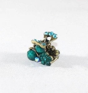 Brand New Super Adorable Green Cherry and Flower Blue Crystals Hair Clip Claw - Picture 1 of 5