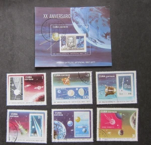 1Cuba, Space Exploration on Stamps 1977 set, 6v plus SS, CTO - Picture 1 of 1