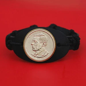 2013 Presidential Coin pulsera de cuero genuino - Woodrow Wilson - Imagen 1 de 5