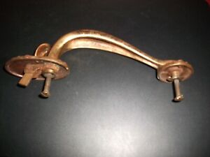 VINTAGE SOLID BRASS THUMB LATCH EXTERIOR FRONT DOOR PULL HANDLE  w/hardware-10"