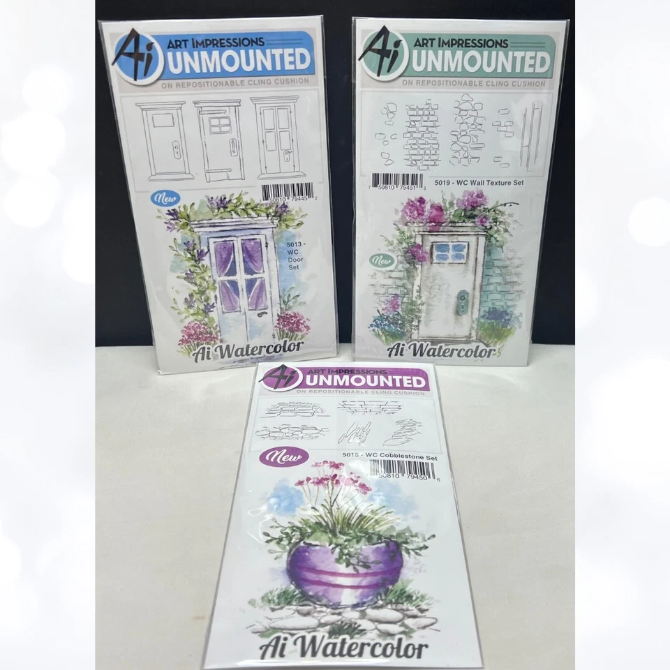 Lote de estampillas de goma acuarela puerta textura pared adoquines impresiones artísticas Foto 1 de 4