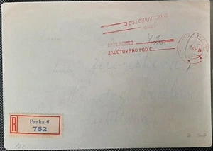(CZC-201) CZECOSLOVACCHIA 1945 busta registrata PRAHA annullata - Foto 1 di 2