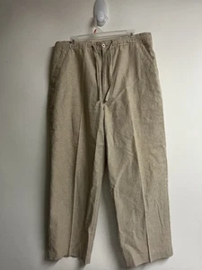 Centro Women Linen Cotton Relaxed Khaki Pants with pockets Size L (36-38) NNT - Picture 1 of 9