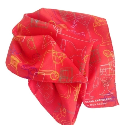 Mark Addison Men's 100% Silk Cocktail Party Pocket Square Vibrant Orange Print - Image 1 of 4
