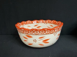TEMPTATIONS TARA OLD WORLD Orange ONLY SERVING BOWL 3.75 IN. DEEP HOLDS 1.5 QTS - Picture 1 of 3